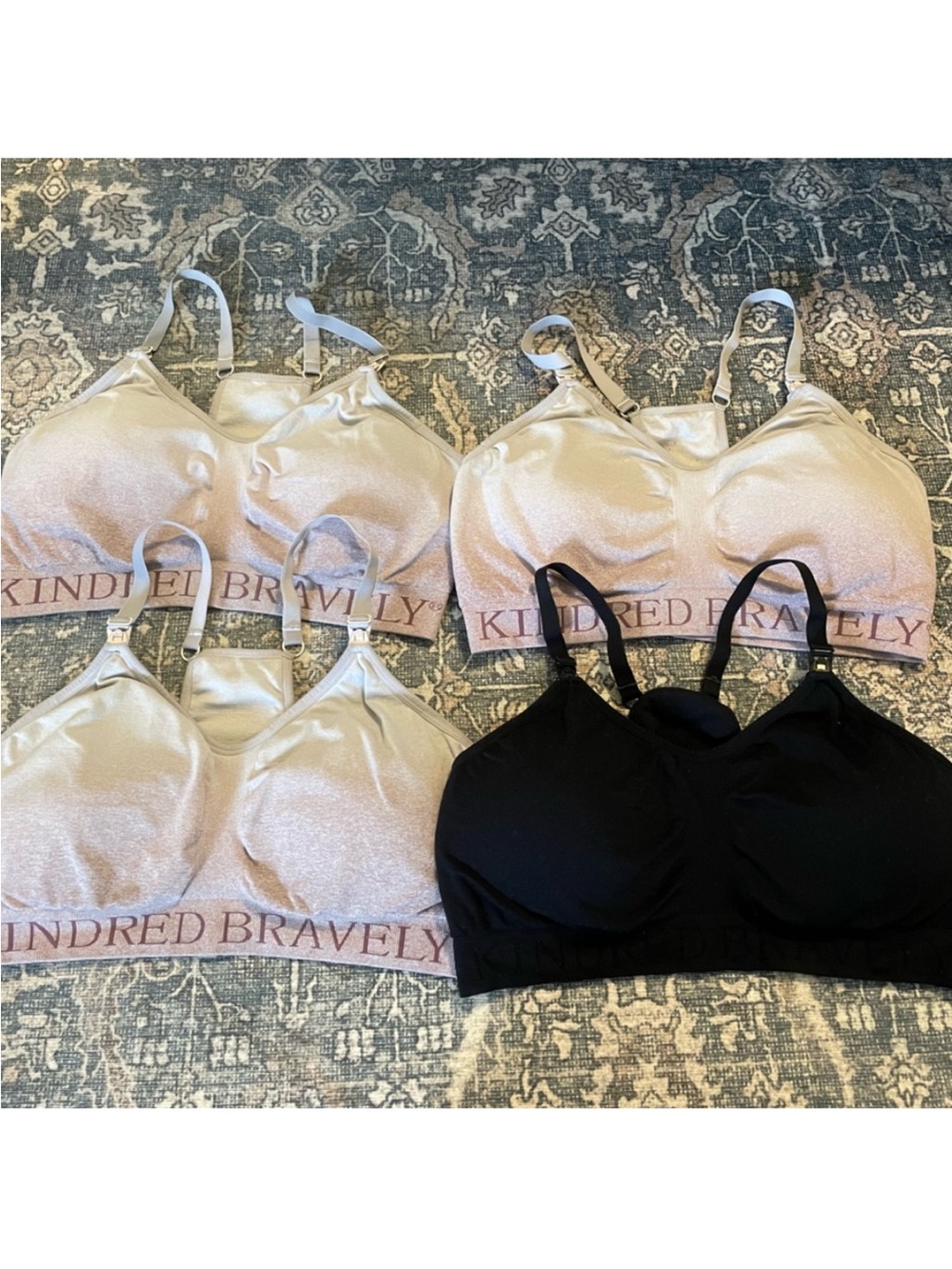 Kindred Bravely Nursing/Pumping Bras - Black and Light Pink (Set of 4)
